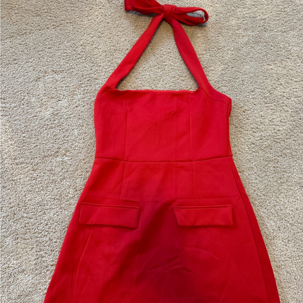 Amazon Red Halter Dress